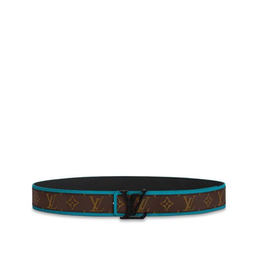 Hot Selling Shape Patchwork Monogram Canvas Leather Turquoise Trim LV Matte Buckle -  Louis Vuitton Male 40MM Belt