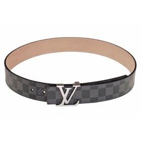 Hot Selling Louis Vuitton Damier LV Shape Silver Buckle Graphite Leather Reversible Belt For Mens