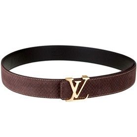 2019 New Louis Vuitton Polished Brass LV Logo Buckle Brown Suede Leather Belt For Mens Price List 