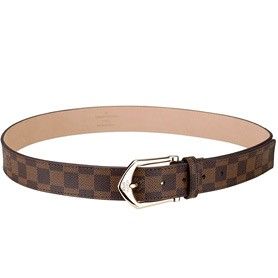 Most Popular Louis Vuitton Silver Plate Arrow Buckle Brown Damier Canvas Leather Belt For Mens Price List