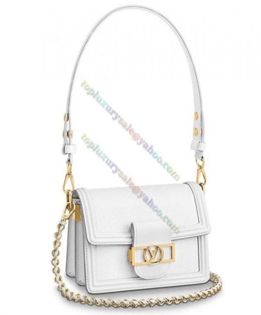 Best Price White Epi Leather Chain Shoulder Strap LV Logo Buckle Dauphine - Women's Louis Vuitton  Flap Crossbody Bag