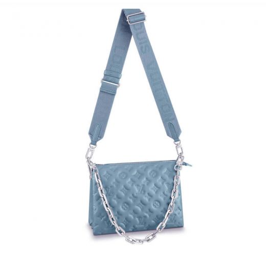 High Quality Coussin PM Silver Chain Strap Monogram-embossed Grey Blue Duffy Climbskin -  Louis Vuitton Zipper Bag Foe Ladies