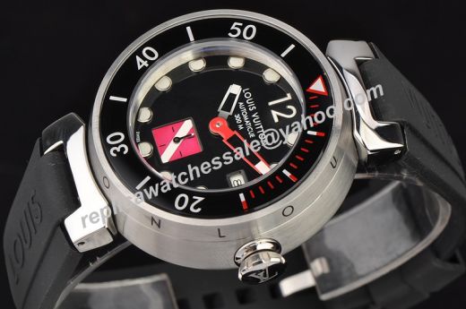 Louis Vuitton Diving II Automatic 300M Dots Markers Men Black SS Watch For Sale