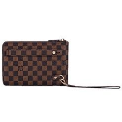 High Quality Louis Vuitton Damier Pattern Zipper Opening Slim Wristlet Brown Mini iPad Clutch Bag 