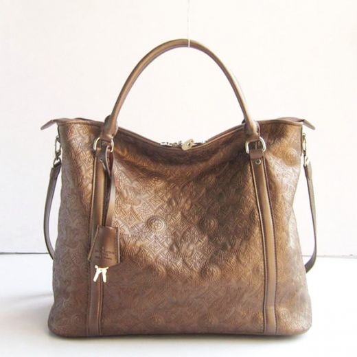 Low Price Louis Vuitton Antheia Narrow Rounded Top Handles Zipper Closure Coffee Leather 3way Womens Monogram Bag