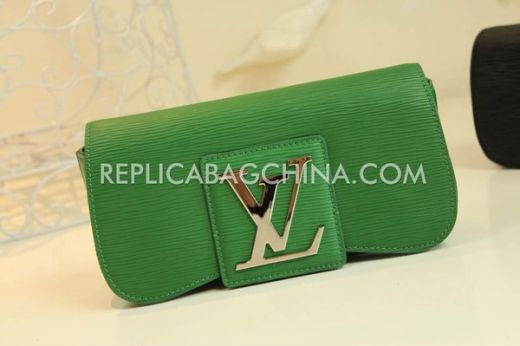 Best Selling Louis Vuitton Green Epi Leather Large LV Motif Long Flap Wallet Womens Evening Bag Sale Online 