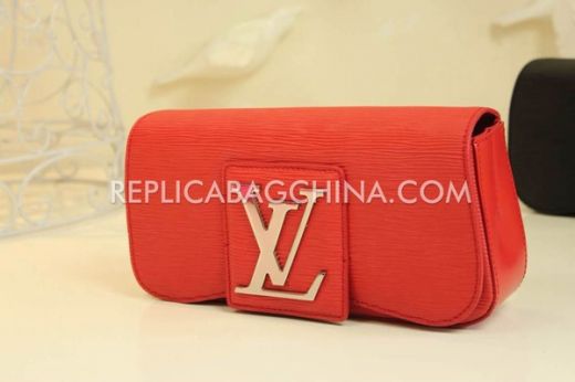 Most Fashion Louis Vuitton Red Leather Yellow Gold Logo Snap Button Long Default Wallet Flap Clutch Bag 