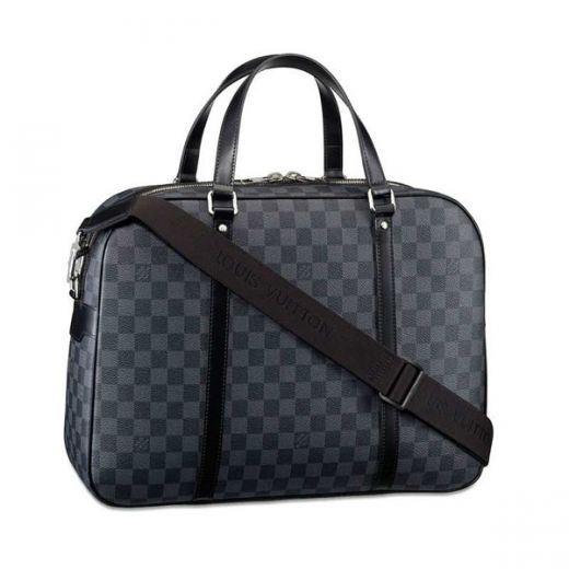 Louis Vuitton Damier Canvas  Black Leather Tote Briefcase Timeless Style Vogue Businessmen