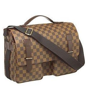 New Arrival Louis Vuitton Damier Double Pocket Style Single Flat Handle Unisex Brown Canvas Crossbody Bag 
