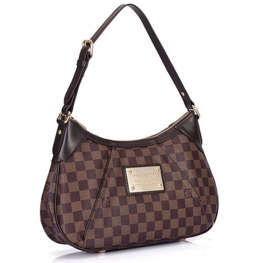 Modest Price Louis Vuitton Damier Canvas Hobo Bag With Brown Plaid Tone Golden Charms