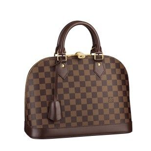 New Style Louis Vuitton Alma Damier Double Golden Zipper Closure Brown Canvas Tote Bag For Ladies 