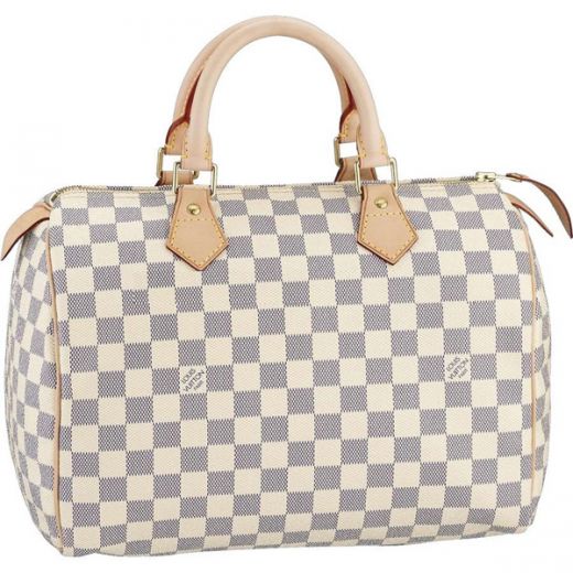 Louis Vuitton Azur Damier Canvas Beige Bi-Top-Handle Tote Bag Trendy Boston Bag