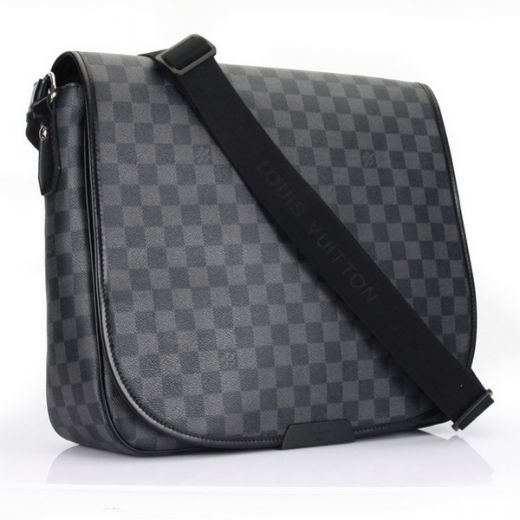 Valuable Louis Vuitton Mens Damier Canvas Grey-blue Messenger Bag Classy Checkered-pattern Copy 