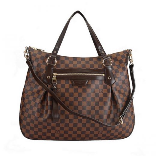 Trendy LV  Damier Canvas Brown 2-way Shoulder Bag Gold Pendants Miss Gift 