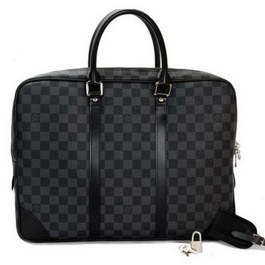 Louis Vuitton Damier Canvas Briefcase Grey Checkered Classy Style N40007 Bag For Men