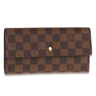 Louis Vuitton Damier Canvas  Flip-over Unisex Wallet London Price Dating Gift Gold-tone Buckle