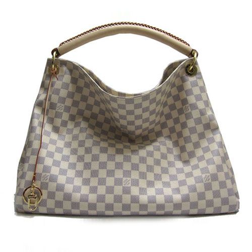 Vogue Louis Vuitton Damier Azur Canvas Golden Charms Checkered-Pattern Shoulder-Bag Sweet Girls