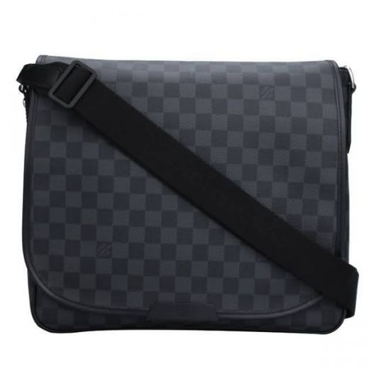  LV Modern Damier Canvas Black Shoulder-Belt Flip Messenger Bag For Him