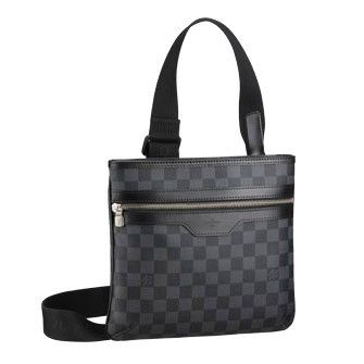 High-End Chic LV Unisex Damier Canvas Black Shoulder-Belt Grey Bag Zip Trims