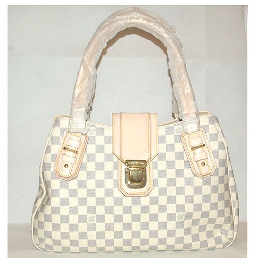  Louis Vuitton Top Sale Damier Azur Canvas Checkered-Pattern Tote Bag Italy Sale Gold Hardware