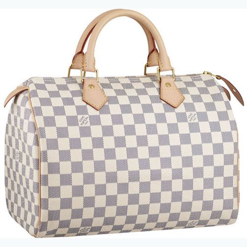 Top Sale Louis Vuitton Damier Grey Canvas Beige Leather Rounded Top Handles Yellow Gold Zipper Travelling Bag For Ladies 