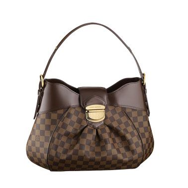 Most Popular Louis Vuitton Brown Leather Detail Single Handle Golden Push Button Ladies Flap Damier Canvas Tote Bag