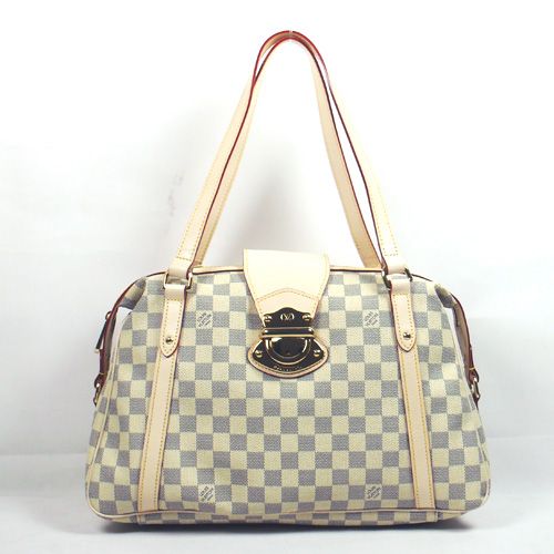 Spring Hot Selling LV Damier Slim Band Detail Yellow Gold Release Buckle Womens White Canvas Flap Totes 