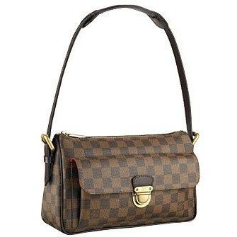 Cheap Louis Vuitton Damier Black  Flat Handles Golden Press Button Flap Pocket Ladies Brown Canvas Bag 