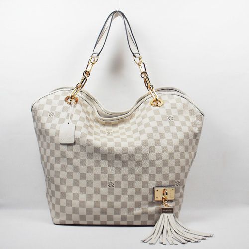 Best Louis Vuitton Yellow Gold Chain Shoulder Strap Tassel Trimming White Canvas Crossbody Bag Online
