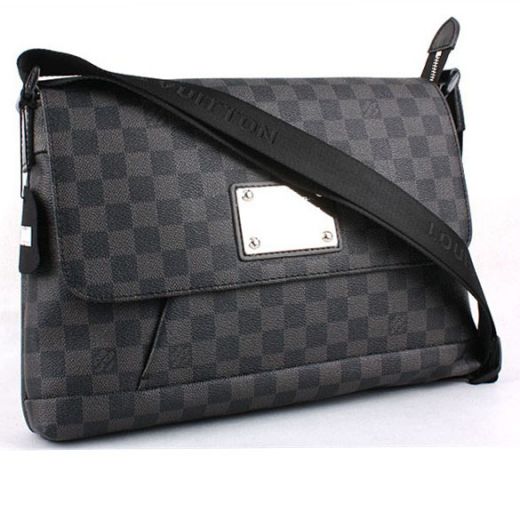 Louis Vuitton Damier Canvas Black Fabric Belt Cross-body  Bag Silvery Hardware For Couples