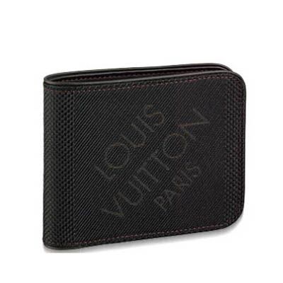 Men's New Style Louis Vuitton Damier Geant Black Canvas Logo Design Short Bi-fold Wallet Sale
