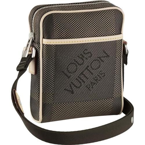 Hot Selling Unisex Louis Vuitton Damier Geant Silver Zipper Beige Leather Detail Khaki Canvas Messenger Bag 