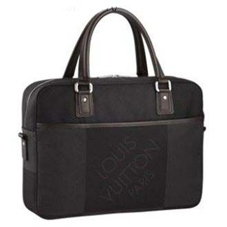 Cheapest Louis Vuitton Damier Geant Round Leather Top Handles Logo Pattern Unisex 2way Black Canvas Business Bag 
