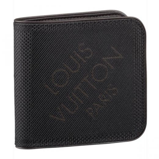 Hot Selling Louis Vuitton Damier Geant Logo Motif Black Canvas Short Bi-fold Wallet For Mens  