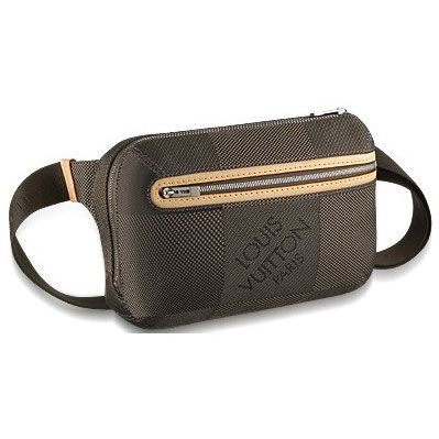 Best Quality Louis Vuitton Damier Geant Zipper Pocket Style Roll Body Bag Unisex Khaki Canvas Waist Bag 