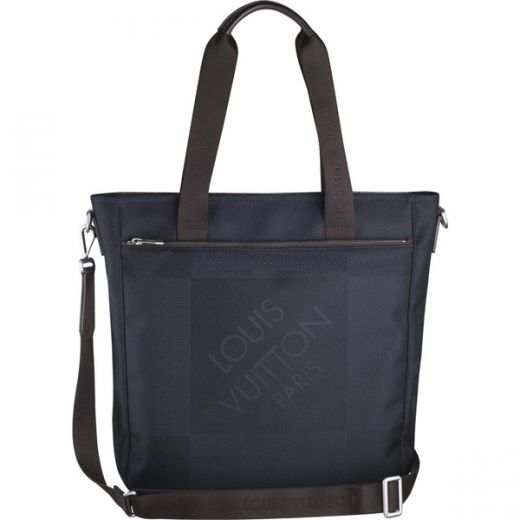 Good Quality Louis Vuitton Damier Geant Brown Leather Detail Silver Zipper Top Black Canvas Unisex Handbag 