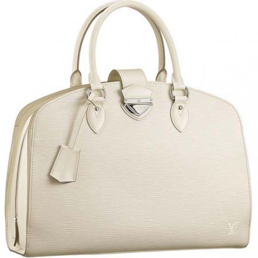 Sweet Style Louis Vuitton Epi Leather Archy Opening Three Compartments Silver Push Buckle Ladies White Handbag 