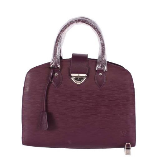Best Louis Vuitton Epi Leather Slim Toron Handles Archy Top Womens Purple Silver Push Lock Tote Bag 