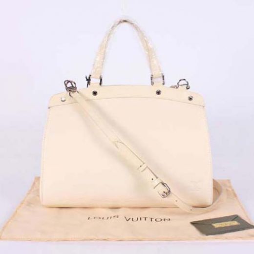 Classic Louis Vuitton Brea Epi Leather Flat Shoulder Handles Arhcy Top Silver Hardware Ladies White Crossbody Bag