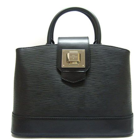 Full Fashion Louis Vuitton Epi Leather Yellow Gold Push Buckle Ladies Black Flap Tote Bag 