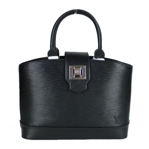 Spring Louis Vuitton Epi Leather Silver Turn-lock Rounded Top Handles Ladies Black Clone Flap Totes 
