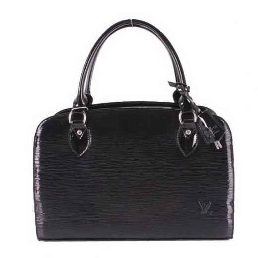 Fashion Louis Vuitton Pont Neuf Epi Leather Silver Hardware LV Logo Black Cow Leather Tote Bag For Womens 