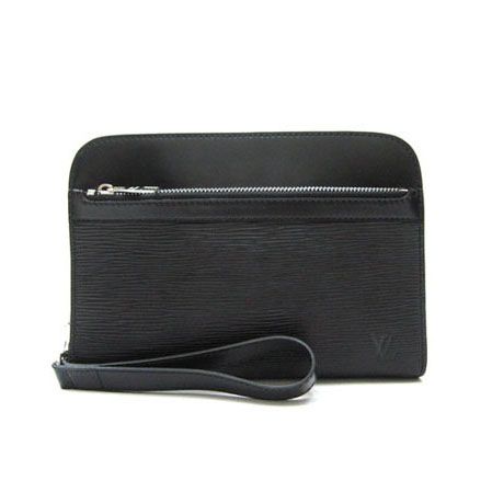 Best Quality Louis Vuitton Epi Leather Silver Zipper Pocket Black Wallet Mens Clutch Bag  