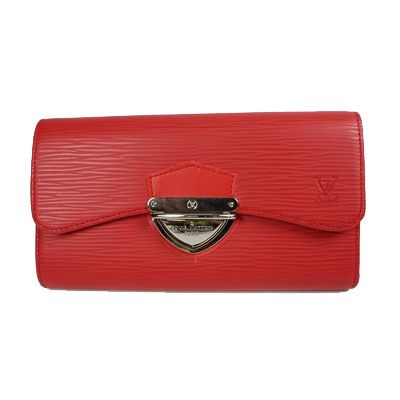 Red Louis Vuitton EPI Leather Clutch Wallet Multiple Card Slots Push-button Closure Good Reviews