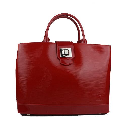 Best Louis Vuitton Epi Leather Silver Turn Lock Rounded Top Handles Red Flap Ladies Tote Bag 