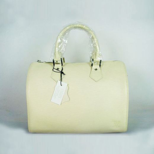Sweet Style Louis Vuitton Speedy Epi Leather Silver Hardware White Leather Womens Zipper Boston Bag For Sale