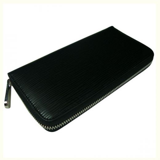 Men's Black Louis Vuitton EPI Leather Long Clutch Purse Silver Hardware Zipper Closure Discount Price  