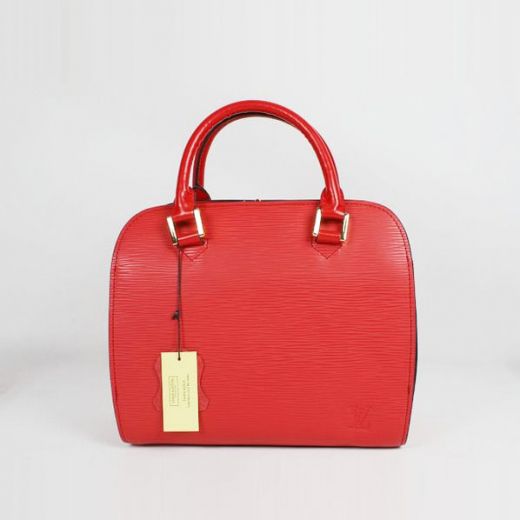 Louis Vuitton AAA Quality Red Leather Tote Bags Silver Plated Hardware Best Price On Sale