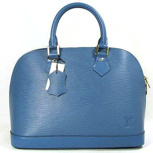 Top Sale Louis Vuitton Alma Blue Epi Leather Rounded Handles Golden Zipper Tote Bag For Womens