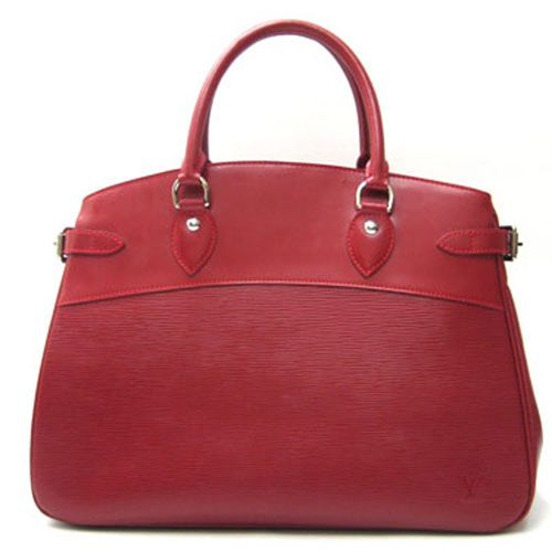 knock-off Red Louis Vuitton EPI Leather Tote Bags Two large compartments Silver Hardware Rounded Handles